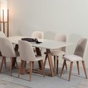 Ver imagem 1 de Conjunto de Jantar Mesa com Vidro Avena 6 Cadeiras New Drop - Canella C/ Bege