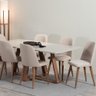 Conjunto de Jantar Mesa com Vidro Avena 6 Cadeiras New Drop - Canella C/ Bege - 1