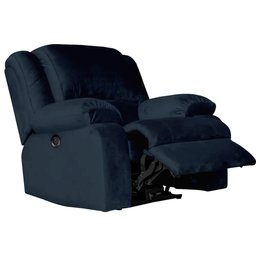 Poltrona do Papai Reclinável Elétrica com Massagem e USB Magnum Veludo Azul Clássico - Gran Belo - 7