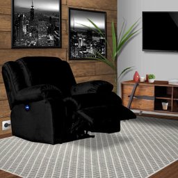 Poltrona do Papai Reclinável Elétrica com Massagem e USB Magnum Veludo Preto - Gran Belo - 6
