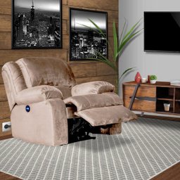 Poltrona do Papai Reclinável Elétrica com Massagem e USB Magnum Veludo Creme - Gran Belo - 6