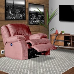 Poltrona do Papai Reclinável Elétrica com Massagem e USB Magnum Veludo Rosê - Gran Belo - 6