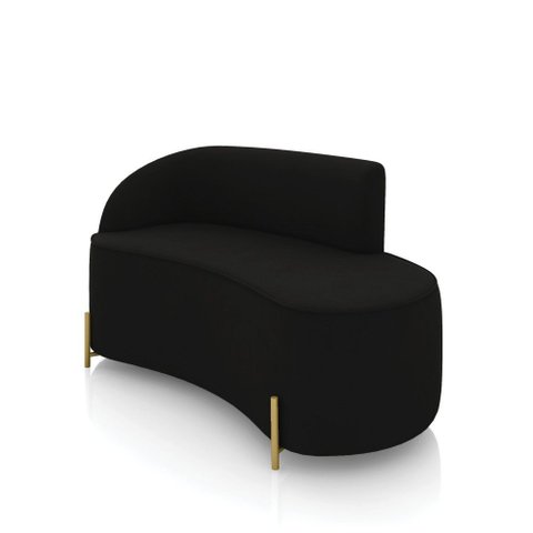 Sofá 2 Lugares Orgânico 140cm Pé Dourado Morgan Suede Preto D03 - D’Rossi