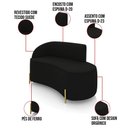 Ver imagem 3 de Sofá 2 Lugares Orgânico 140cm Pé Dourado Morgan Suede Preto D03 - D’Rossi