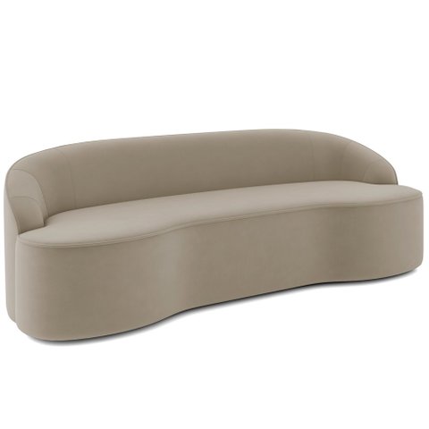 Sofá 3 Lugares Curvo Sala de Estar Living Lótus D02 Veludo Champagne 210 cm C-68 - Lyam Decor