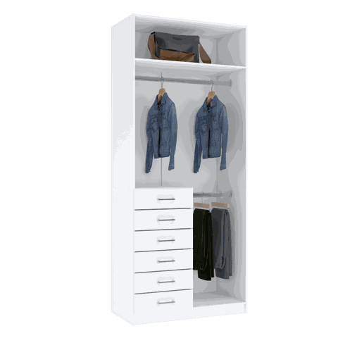 MÓDULO CLOSET COM 6 GAV. E CABIDEIRO DUPLO M406.B (A235XL100XP50) MUNDI MOVEIS