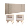 Kit Cabeceira Suspensa Parede Cama Casal Box 1,40 Bege e 2 Mesinhas Quarto Nicho e Gaveta – Off - 1