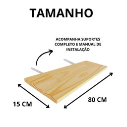 Prateleira Pinus Natural Suporte Invisível Flutuante 80 Cm:natural - 5