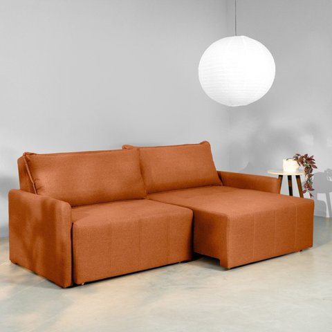 Sofá Cama Retrátil e Reclinável 3 Lugares 250cm em Linho Baraúna CabeCasa MadeiraOriginals