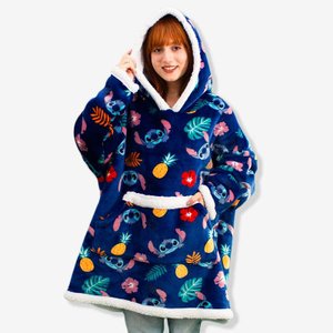 Cobertor com Mangas Disney Stitch Hoodie Moletom Sherpa Juvenil