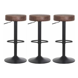 Kit 3 Banquetas Altas para Balcão Bar Viena Marrom Vintage