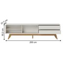 Ver imagem 3 de Conjunto de Sala Veneza + Nilo para TV 75" 200cm MDF-MDP com Porta de Correr Off White Colibri