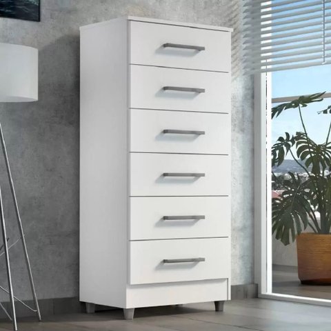 Comoda Elena 6 Gavetas Branca