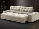 Ver imagem 1 de Sofá com Porta Copos e Carregador Usb Ret Rec Luke 2,10m Veludocristal Areia - Netsofas