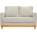 Ver imagem 2 de Kit Poltrona e Sofa Berlim 2 Lugar Base de Madeira Tecido Acquablock Bege Claro