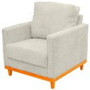 Ver imagem 5 de Kit Poltrona e Sofa Berlim 2 Lugar Base de Madeira Tecido Acquablock Bege Claro