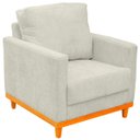 Ver imagem 4 de Kit Poltrona e Sofa Berlim 2 Lugar Base de Madeira Tecido Acquablock Bege Claro