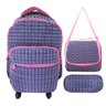 Mochila Rodinhas Feminina 360° Lancheira Térmica Estojo Triplo Kit Completo - 1