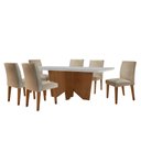 Ver imagem 2 de Sala de Jantar Mesa Evora 180 Mdf Vidro Canto Copo com 6 Cadeiras Grecia Rufato