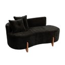 Ver imagem 7 de Kit Decorativo Sofá Curvo Orgânico + 01 Puff e Poltrona Luna Veludo Preto - Montanaris Decor