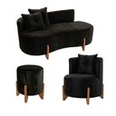 Ver imagem 6 de Kit Decorativo Sofá Curvo Orgânico + 01 Puff e Poltrona Luna Veludo Preto - Montanaris Decor