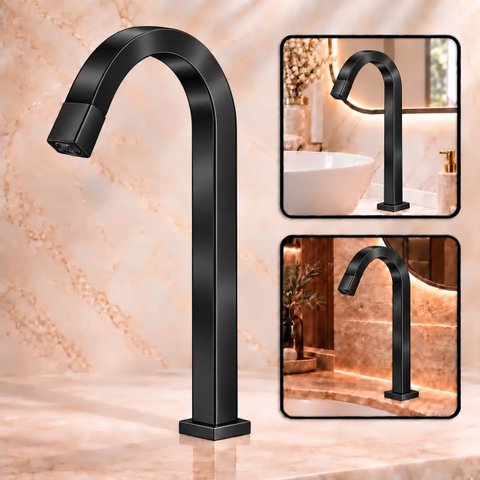 Torneira Laguna Preta Alta Aço Inox 304 Premium Goldenx