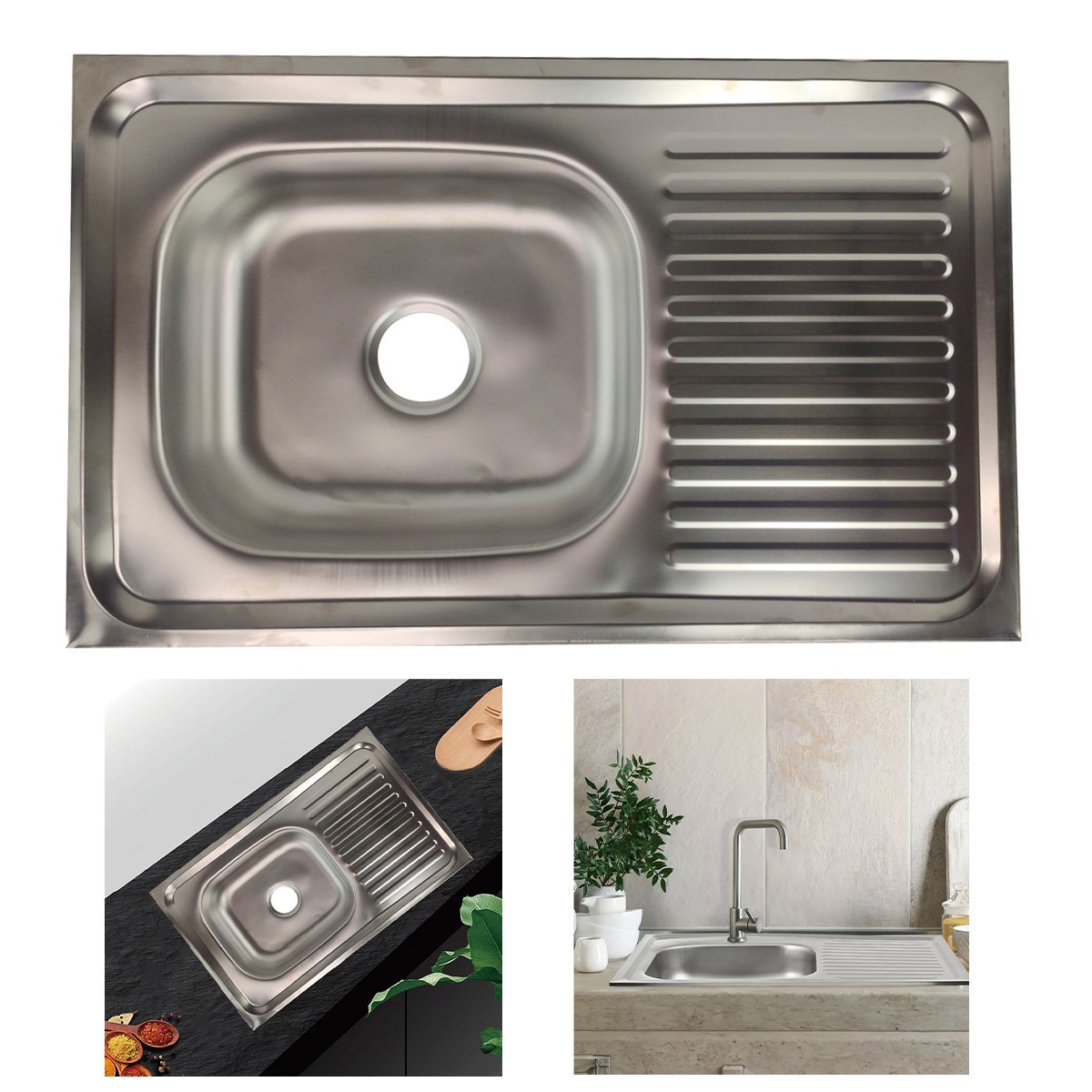 Pia Cozinha Apoio Cuba Grande 80cm Lava Louça Escorredor Torneira ...