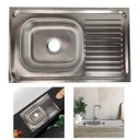 Ver imagem 1 de Pia Cozinha Apoio Cuba Grande 80cm Lava Louça Escorredor Torneira Balcao Bancada Marmore Casa Restau