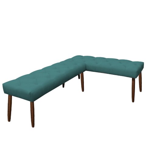 Canto Alemão Suede Azul Turquesa Assento 1,20x0,75 - Dominic Decor