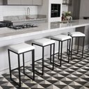 Ver imagem 2 de Banqueta Alta para Cozinha Industrial Kit 6 Nick Preto e Sintético branco D03 - D’Rossi