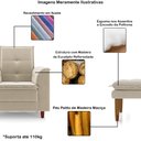 Ver imagem 3 de Poltrona de Amamentação Quarto Infantil com Puff Kate Pés Palito Suede Bege - New Belle Poltrona com