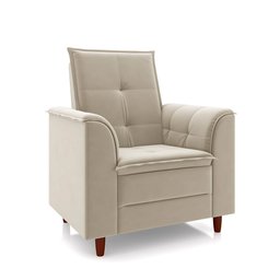 Poltrona de Amamentação Quarto Infantil com Puff Kate Pés Palito Suede Bege - New Belle Poltrona com - 5