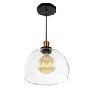 Ver imagem 3 de Lustre Pendente Château Bola Grande Vidro Preto c /Cobre 30