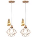 Ver imagem 1 de 2 Pendentes Aramado Diamante Lustre Cabo Cristal Cobre Rose Gold + 2 Lãmpadas Led St64 Vintage Retrô
