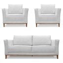 Ver imagem 1 de Kit 2 Poltronas e Sofá Living 2 Lugares 1,90m Vega Linho Cin