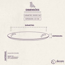 Bandeja para Servir Café da Manhã com Alça de Couro Preta - Castanho - 3