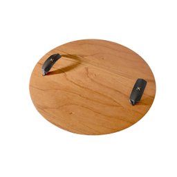 Bandeja para Servir Café da Manhã com Alça de Couro Preta - Castanho - 1