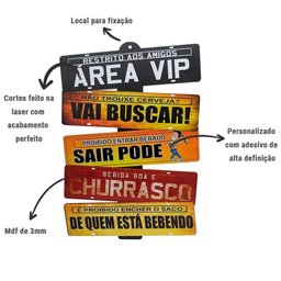 Placas de Carros 5 Frases Decorativas Parede - Área Vip - Churrasco - 2 Placas de Carros 5 Frases Decorativas Parede - Área Vip - Churrasco - 2