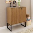 Ver imagem 1 de Balcão para Escritório Industrial com 2 Portas - Amêndoa/Preto