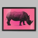 Ver imagem 1 de Quadro Animal Rinoceronte Pink - 45x30cm - Moldura Padrão Preto