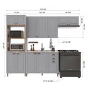 Ver imagem 3 de Cozinha Modulada 4 Peças Torre Quente Balcão sem Tampo 2 Aéreos 100% MDF Bari Cinza/Titanio Fosco