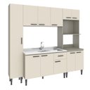 Ver imagem 1 de Cozinha Modulada Max 220 X 195 Cm Balcão Pia Armário Paneleiro Mdp Cinza Champanhe - Clicklar