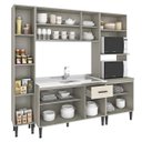 Ver imagem 2 de Cozinha Modulada Max 220 X 195 Cm Balcão Pia Armário Paneleiro Mdp Cinza Champanhe - Clicklar