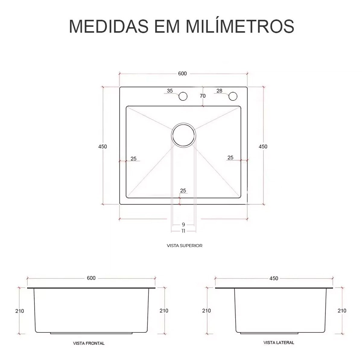 Cuba Pia Aço Inox Cozinha Gourmet Cor Preta Com Acessórios 60x45 -  Brinovar - 7