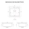 Cuba Pia Aço Inox Cozinha Gourmet Cor Preta Com Acessórios 60x45 -  Brinovar - 3