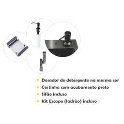 Cuba Pia Aço Inox Cozinha Gourmet Cor Preta Com Acessórios 60x45 -  Brinovar - 7