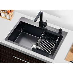 Cuba Pia Aço Inox Cozinha Gourmet Cor Preta Com Acessórios 60x45 -  Brinovar - 3