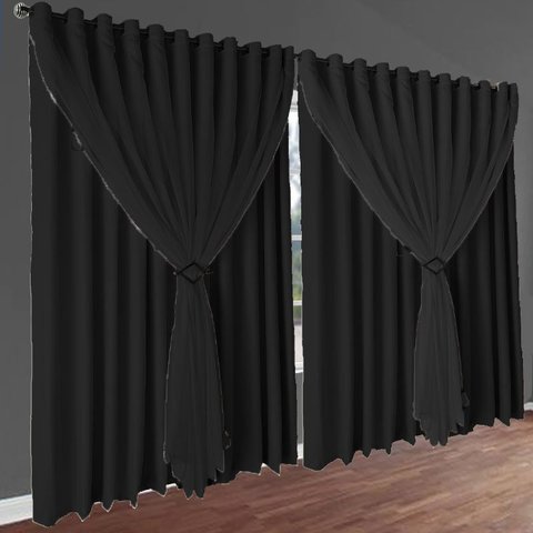 cortina pé direito blackout c/voal 5,00 x 4,30 Livia preto