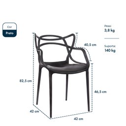 Cadeira de Jantar Allegra Super Resistente e Empilhável Preta - 3 Cadeira de Jantar Allegra Super Resistente e Empilhável Preta - 3