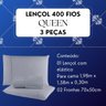 Jogo Lencol Casal Queen 400 Fios 3 Peças Cor Cinza Percal C Elastico Hotel Macio - 2